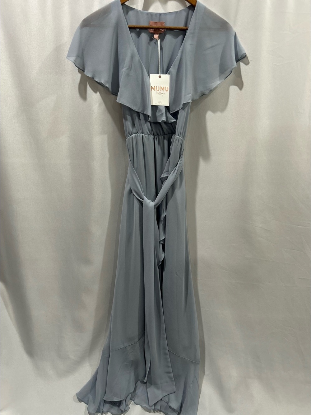 Show Me Your MuMu Jess Ruffle Steel/Dusty Blue Midi Dress